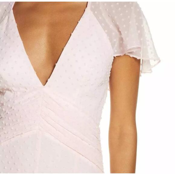Katie May Blush Pink Flutter Sleeve Dot Chiffon Midi Dress Size M - Picture 3 of 12